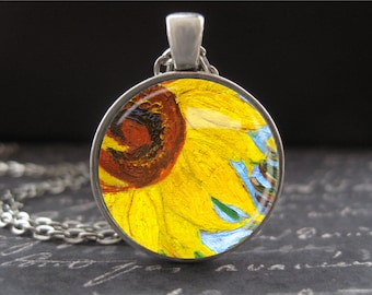 I Stand with & Support Ukraine Sunflower Necklace Gift Yellow Blue Flag Colors National Flower Ukrainian Solidarity Jewelry Gifts Pendant