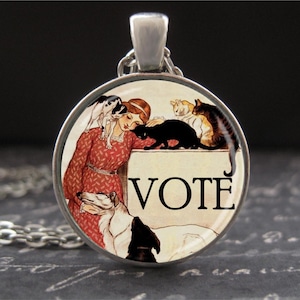 VOTE Necklace For Cat Ladies Childless & Otherwise 2024 Election Jewelry Cat Lady Gifts Votes for Kamala Art Pendant
