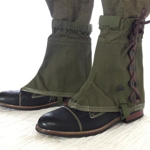 Canvas Gaiters Hiking Boot Spats Boot Covers for Combat Boots Bushcraft Gear Wanderlust Gift Post Apocalypse Tactical Camping Vintage Army