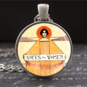 Suffragette Jewelry Votes for Women Bertha Margaret Boyé Art Nouveau Necklace Women&#39;s Rights Vote Charm Silver Pendant Suffragist Movement