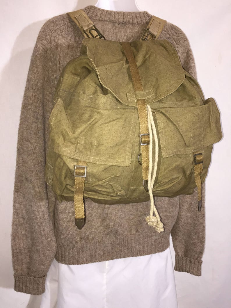 Vintage Military Rucksack Canvas Backpack Vegan Backpack Etsy