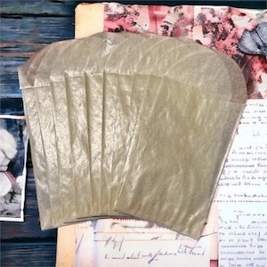 Zestaw 10 małych kopert szklanych Vintage Transparentne / Przezroczyste koperty Kolekcjonowanie znaczków Junk Journal Materiały do scrapbookingu Stary papier Ephemera