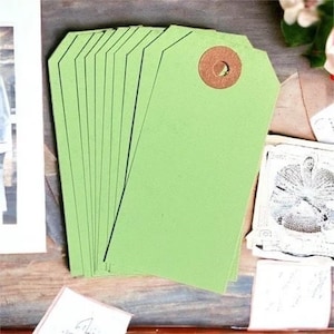 Conjunto de etiquetas de papel vintage com 10 etiquetas vintage verdes de hortelã, papel de arte alterado, etiquetas de preço, lixo, diário mercantil, etiqueta de pendurar, papel verde envelhecido