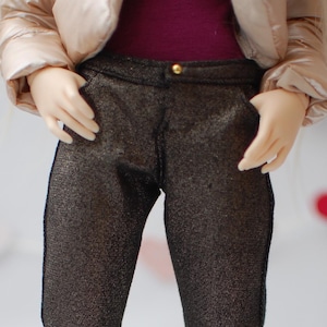 Gold jeans slim classic pants realistic for MSD Minifee A-line doll 1/4 scale