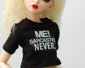 T-shirt crop top black sarcastic art print for 1/4 scale msd minifee fr16 modsdoll tonner