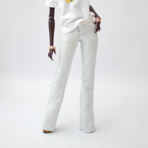 Fashion Royalty 11.5inch doll jeans casual 70s bell cut bootcut flares light denim
