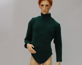 Autumn fall green turtleneck top t-shirt fitted bodysuit for 1/4 scale msd dolls boys men male dollshe philipe david