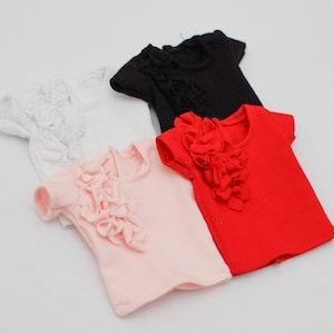 Classic t-shirt blouse with 3d flowers 4 colors for 1/4 scale msd minifee fr16 modsdoll tonner image 1