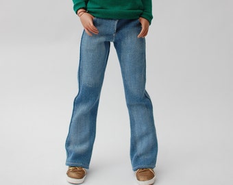 Long wide gen z jeans  pants realistic for MSD BJD Minifee doll 1/4 scale unisex boy girl