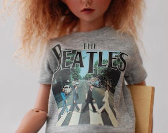 Fan t-shirt  gray with with print  Beatles for 1/4 scale msd minifee fr16 modsdoll tonner