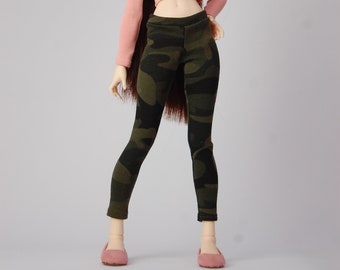 Military pattern camo camouflage green stretchy leggings pants for MSD Minifee FR16 doll 1/4 scale