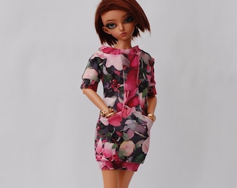Flower print dress with pockets dress for MSD Minifee Fr16 doll 1/4 scale