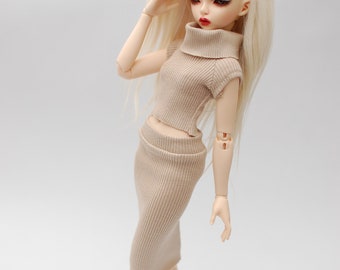 Monochromatic stretchy set top + skirt for minifee MSD FR16 and other 1/4scale