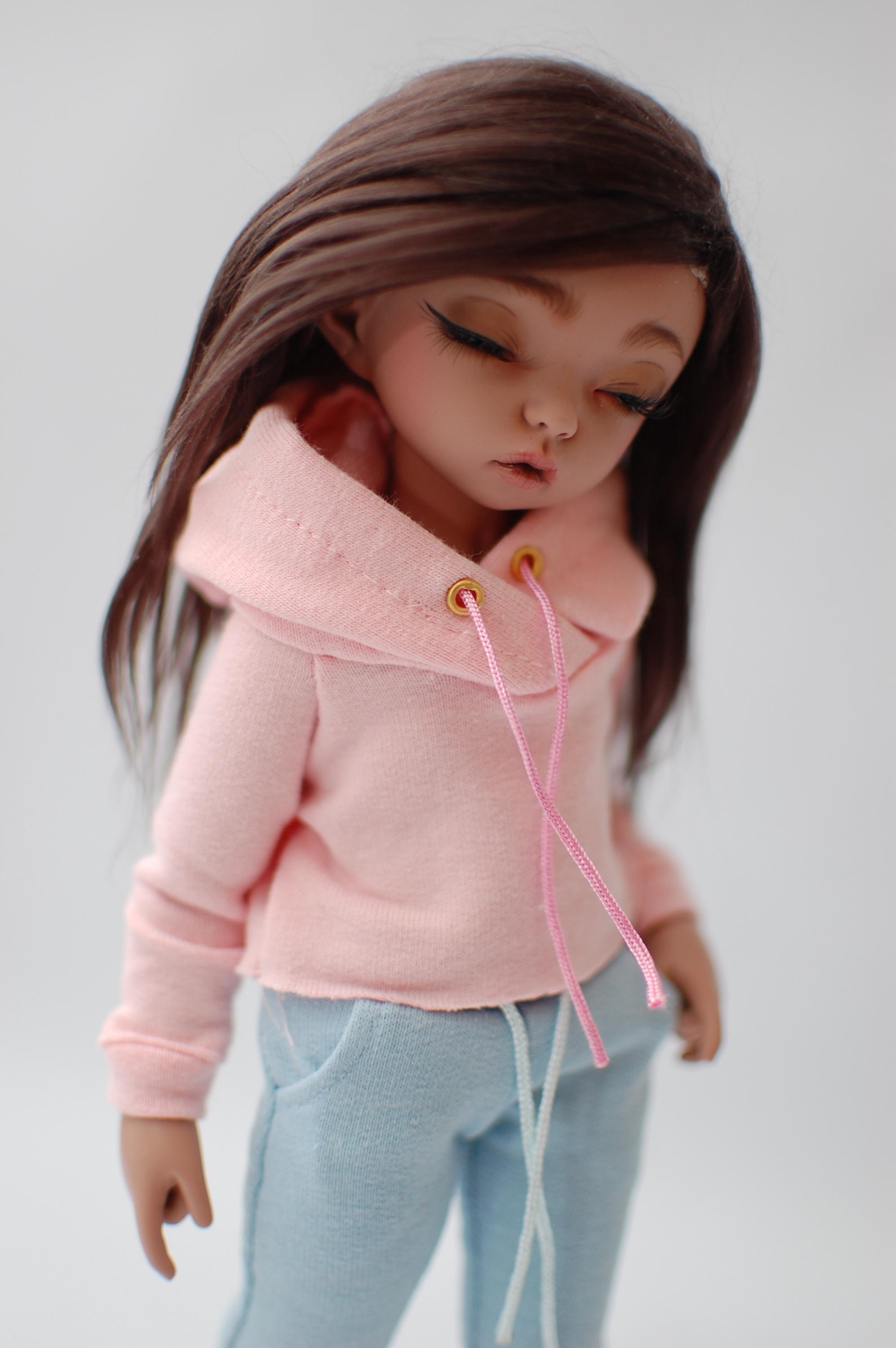 Littlefee Yosd pink crop top hoodie  BJD doll 1/4  1/6 scale