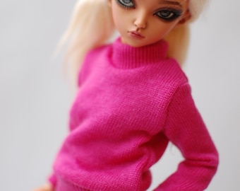 Bright pink sweater for minifee MSD BJD and other 1/4 scale dolls