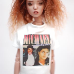 White classic t-shirt  top with print for Popovy Dolls BJD Fashion doll