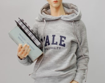 Gray Yale Uni sweatshirt hoodie  for 1/4 scale msd dolls boys men male dollshe philipe david 28M