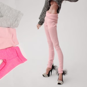 Pink gray color classic long leggings for Popovy Dolls