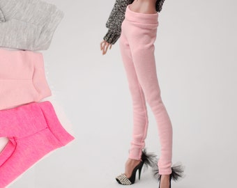 Pink gray color classic long leggings for Popovy Dolls
