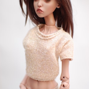 Champagne beige sparkling sweater blouse top for Popovy Dolls