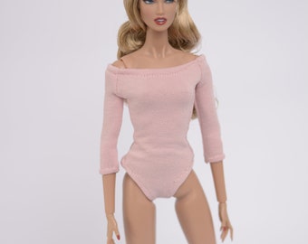 Fashion Royalty FR light pink off-shoulder bodysuit top blouse