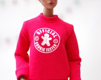 Fashion Royalty FR 11inch jumper sweater top with christmas print scale 1/6 1:6