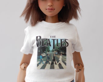 Fan t-shirt  white with with print  Beatles for 1/4 scale msd minifee fr16 modsdoll tonner