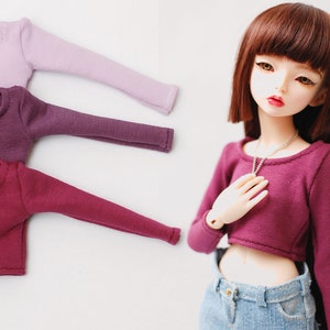 Simple short crop top tshirt pink for 1/4 scale msd minifee fr16 modsdoll tonner violet lilac purple