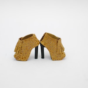 Ready to ship vivid pink Casual ankle boots with fringes  heels shoes leather for Fashion Royalty dolls FR  1:6 scale