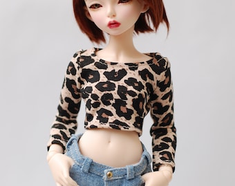 Leopard animal print crop top for 1:4 scale dolls Numina Fr16 Minifee