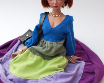 Colorful summer maxi dress for MSD Minifee Fr16 Tonner BJD doll 1/4 scale