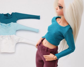 Simple short crop top tshirt pink for 1/4 scale msd minifee fr16 modsdoll tonner teal white