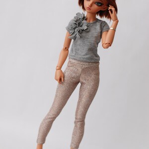 Classic t-shirt blouse with 3d flowers 4 colors for 1/4 scale msd minifee fr16 modsdoll tonner image 4