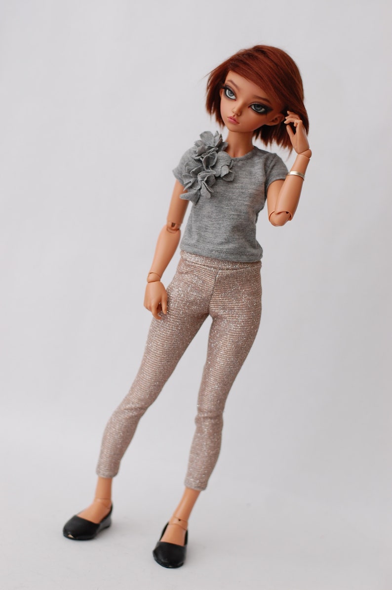 Classic t-shirt blouse with 3d flowers 4 colors for 1/4 scale msd minifee fr16 modsdoll tonner image 4