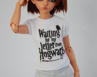 Printed t-shirt hogwarts for 1/4 scale msd minifee fr16 modsdoll tonner