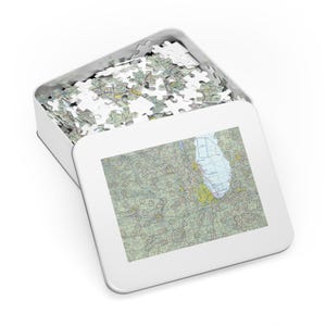 Puzzle da 500 pezzi con carta sezionale Chicago VFR con scatola di latta, regalo perfetto per piloti e amanti dei puzzle, divertimento educativo, puzzle aeronautico