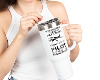 Super Sexy Pilot Insulated Travel Mug, 40oz - Perfect for aviation lovers, travel gifts, coffee on-the-go, pilot Gift