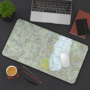 Chicago VFR 30,5 x 55 cm Schreibtischunterlage, Luftfahrt Design, Geschenk für Piloten, Accessoire