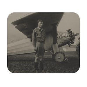 Charles Lindbergh Mouse Pad, Historical Mousepad, Gift for Aviation Enthusiasts, Historical Aircraft Mousepad, Pilot Gift