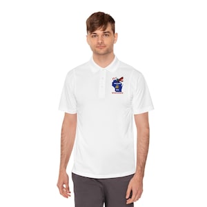 Fly Wisconsin, Red Biplane Sport Polo Shirt, Pilot Gift, Casual Summer Shirt, Gift for Aviation Fans, Lightweight Activewear