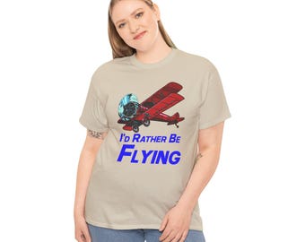 I'd Rather Be Flying Tee, Vintage Pilot Shirt, Gift for Aviation Lovers, Unisex Cotton T-Shirt, Flying Enthusiast Apparel, Pilot Gift