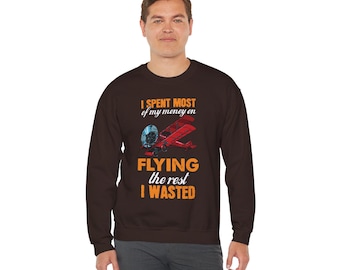 Sudadera para entusiastas de la aviación, regalo de aviación, cuello redondo para pilotos, ropa para amantes de los aviones, sudadera divertida de vuelo, regalo único para pilotos.