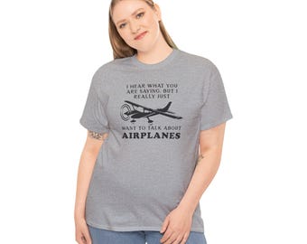 Camiseta unisex de algodón grueso para amantes de los aviones, regalo perfecto para aviadores, entusiastas de la aviación, regalo para pilotos, aviones, regalo de aviación
