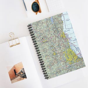 Notatnik spiralny Chicago VFR Sectional, idealny dla pilotów, pisarzy, osób prowadzących dzienniki, prezenty dla pilotów, wyjątkowe artykuły piśmiennicze lotnicze