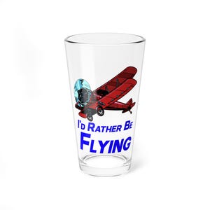 I'd Rather Be Flying Mixing Glass, 16oz Pilot Gift, Aviation Lover Drinkware, Airplane Decor, Unique Beverages Glass