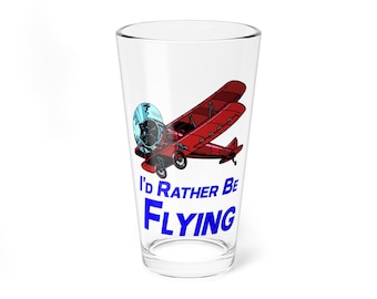 I'd Rather Be Flying Mixing Glass, 16oz Pilot Gift, Aviation Lover Drinkware, Airplane Decor, Unique Beverages Glass