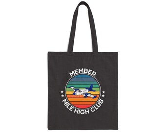 Mile High Club Tote Bag, Fun Travel Accessory, Eco-Friendly Shopping, Perfect Gift for Pilots, Casual Everyday Use, Stylish Canvas Bag