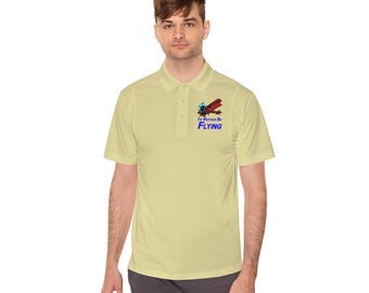 I'd Rather Be Flying Men's Sport Polo Shirt, Perfect for Active Lifestyles, Gifts for Aviation Enthusiasts, Casual Outings, Pilot Gift