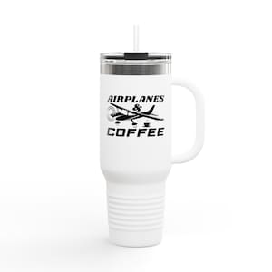 Airplanes & Coffee Insulated Travel Mug, 40oz - Perfect for Aviation Lovers, Coffee Enthusiasts, Pilot Gifts, Aircraft Lovers