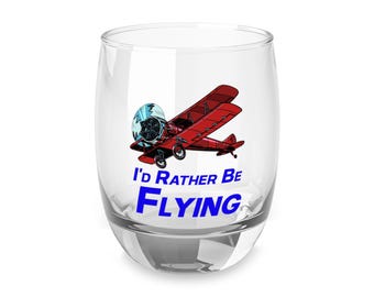 Bicchiere da whisky &quot;Preferirei volare&quot;, regalo perfetto per piloti, amanti dell&#39;aviazione, compleanno, festa del papà, decorazione per bar, tema volo